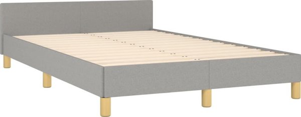 vidaXL Κρεβάτι με προσκέφαλο, ανοιχτό γκρι, 120x200 cm, ύφασμα