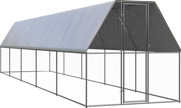 vidaXL Εξωτερικός κλωβός για κοτόπουλα, 2x10x2 m, γαλβανισμένο ατσάλι