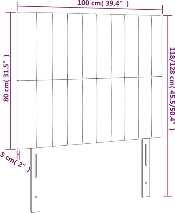 vidaXL Zaglowek do lozka z LED niebieski 100x5x118/128 cm tkanina