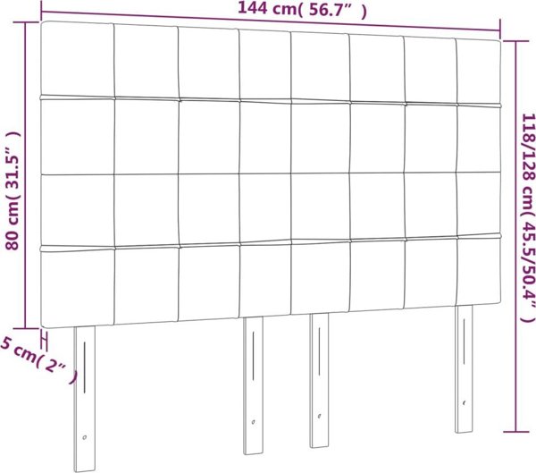 vidaXL 4 τεμ. προσκέφαλα κρεβατιού, κρεμ, 72x5x78/88 εκ., υφασμάτινα