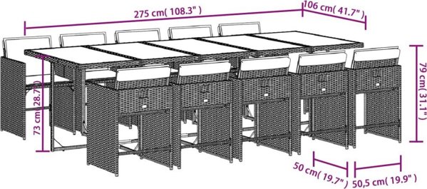 vidaXL 11-τεμαχίων σετ κήπου με μαξιλάρια, μπεζ ανάμεικτο