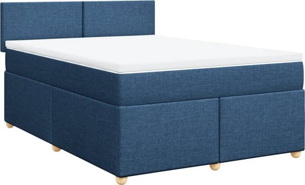 vidaXL Κρεβάτι continental με στρώμα, μπλε, ύφασμα, 160x200 cm