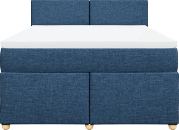 vidaXL Κρεβάτι continental με στρώμα, μπλε, ύφασμα, 160x200 cm