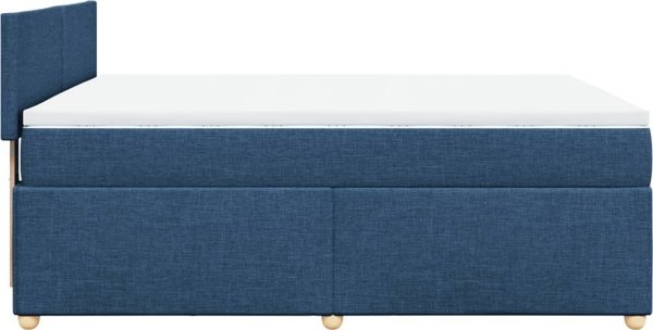vidaXL Κρεβάτι continental με στρώμα, μπλε, ύφασμα, 160x200 cm