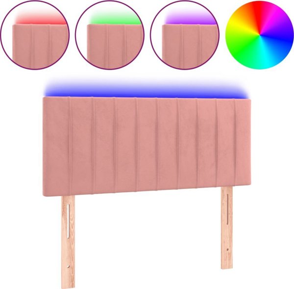 vidaXL Κεφαλάρι κρεβατιού με LED, ροζ, 90x5x78/88 cm, βελούδο