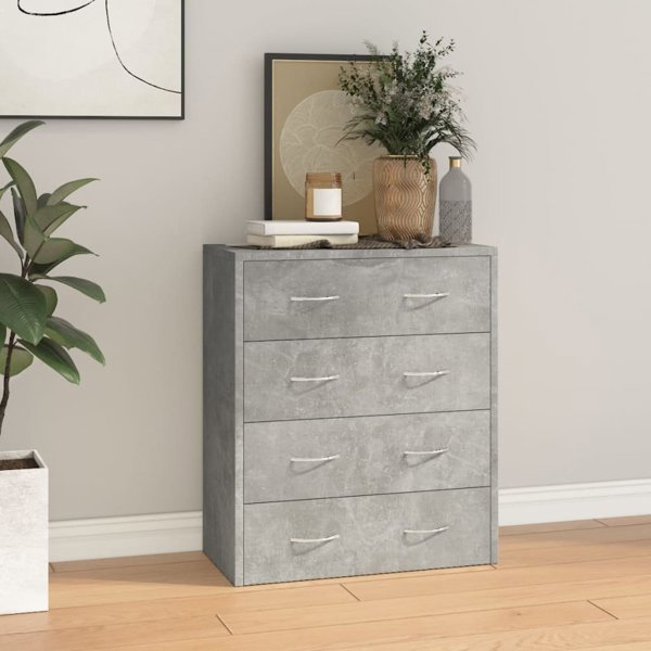 vidaXL Συρταριέρα με 4 Συρτάρια, 60 x 30,5 x 71 cm, Απόχρωση Μπετόν