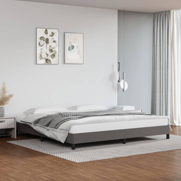 vidaXL Κρεβάτι Ράμα Κρεβατιού Γκρι 200x200 εκ. επενδεδυμένο με τεχνητό δέρμα