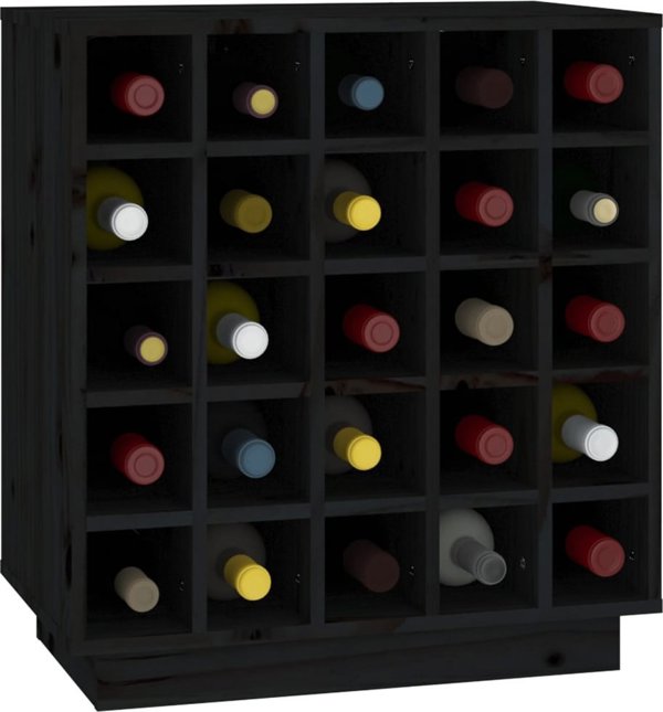 vidaXL vidaXL Szafka na wino, czarna, 55,5x34x61 cm, lite drewno sosnowe