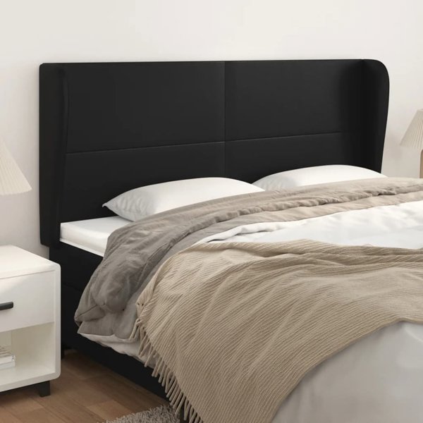 vidaXL Zaglowek uszak, μαύρο, 163x23x118/128 εκ, συνθετικό δέρμα