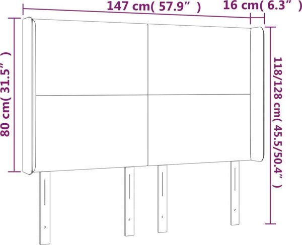 vidaXL Κεφαλάρι κρεβατιού με LED, ανοιχτό γκρι, 147x16x118/128 cm, ύφασμα
