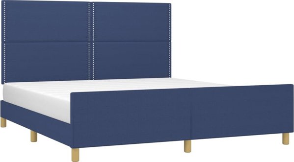 vidaXL Rama κρεβατιού με κεφαλάρι, μπλε, 180x200 cm, επενδυμένη με ύφασμα