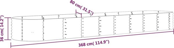 vidaXL vidaXL Donica ogrodowa, malowana proszkowo stal, 368x80x36 cm, szara