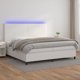 vidaXL Κρεβάτι κοντινεντάλ με στρώμα και LED, λευκή οικολογική δερματίνη 200x200 εκ.