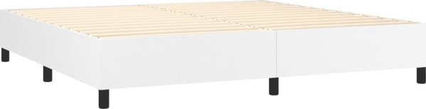 vidaXL Κρεβάτι κοντινεντάλ με στρώμα και LED, λευκή οικολογική δερματίνη 200x200 εκ.
