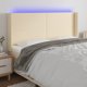 vidaXL Κεφαλάρι κρεβατιού με LED, Κρεμ, 203x16x118/128 εκ., ύφασμα