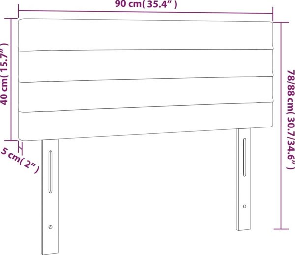vidaXL Zaglowek do lozka z LED, rozowy, 90x5x78/88 cm, aksamit