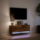 vidaXL Τοίχου έπιπλο τηλεόρασης με LED καπνιστή δρυς 100x31x35 cm
