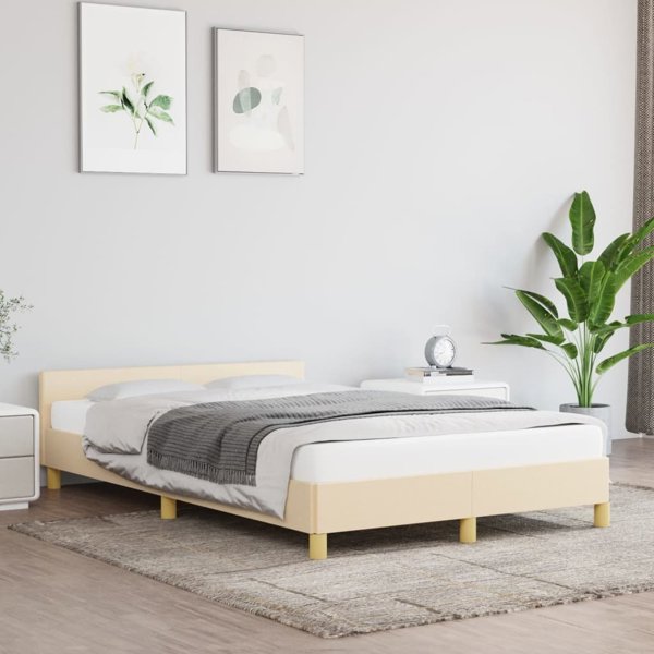 vidaXL Κρεβατοκάμαρα με κεφαλάρι, κρεμ, 120x200 cm, επενδεδυμένη με ύφασμα