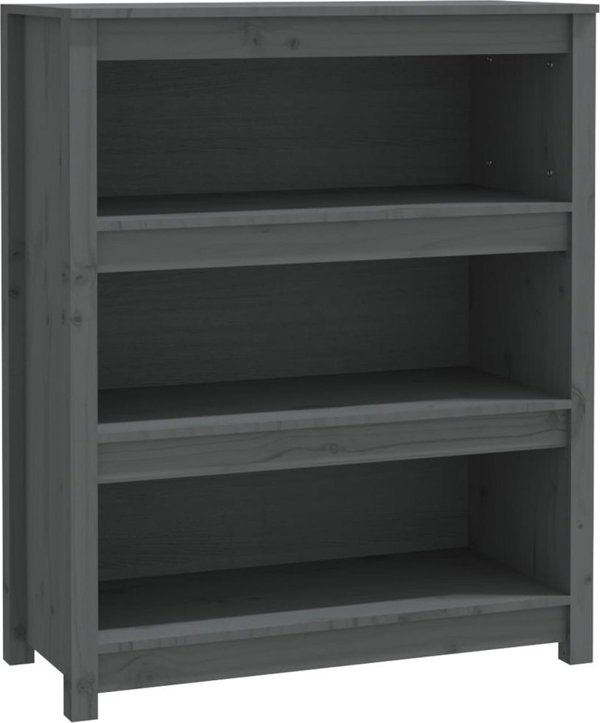 vidaXL Regal na ksiazki, szary, 80x35x97 cm, lite drewno sosnowe