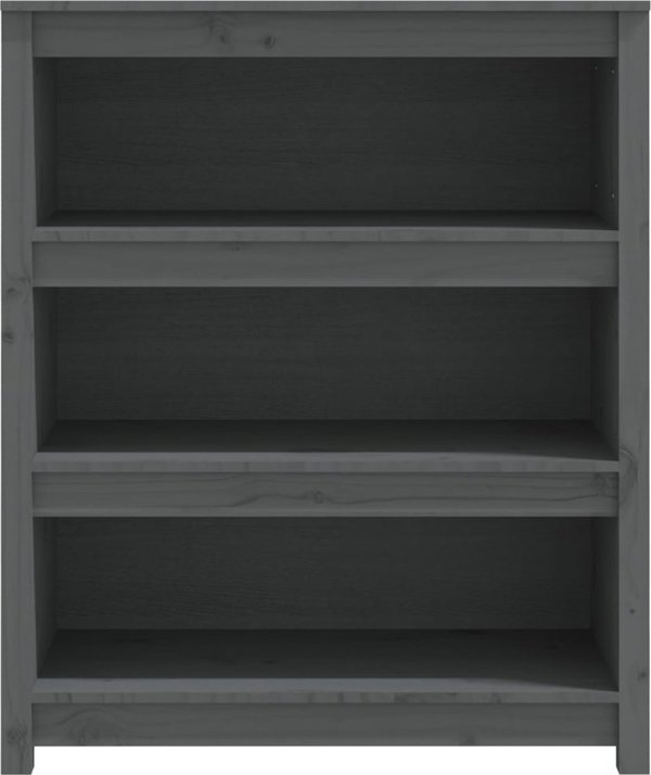vidaXL Regal na ksiazki, szary, 80x35x97 cm, lite drewno sosnowe