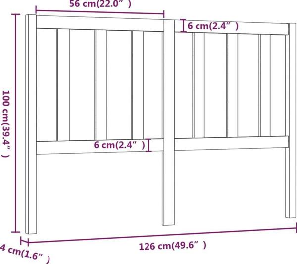 vidaXL Κεφαλάρι κρεβατιού, γκρι, 126x4x100 cm, μασίφ ξύλο πεύκου