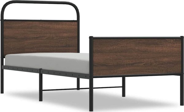 Κρεβάτι vidaXL 90x200 cm, Χρώμα Καφέ Δρυς, Χωρίς Στρώμα