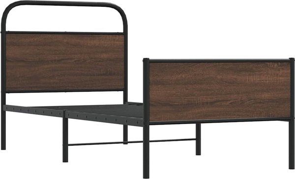 Κρεβάτι vidaXL 90x200 cm, Χρώμα Καφέ Δρυς, Χωρίς Στρώμα