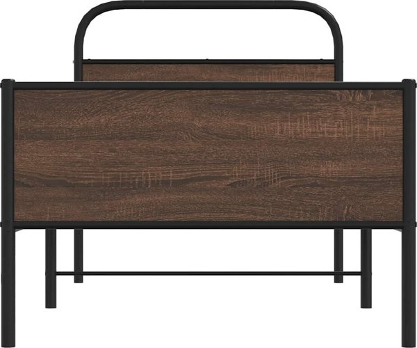 Κρεβάτι vidaXL 90x200 cm, Χρώμα Καφέ Δρυς, Χωρίς Στρώμα