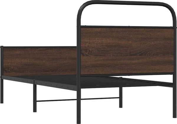 Κρεβάτι vidaXL 90x200 cm, Χρώμα Καφέ Δρυς, Χωρίς Στρώμα
