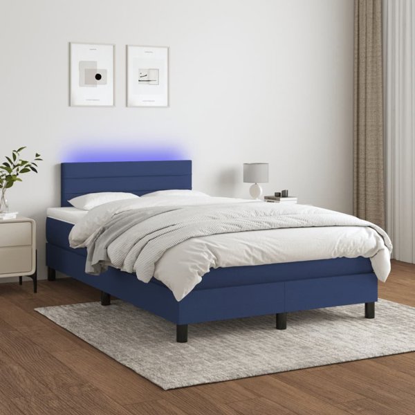 vidaXL Κρεβάτι κοντινεντάλ με στρώμα, μπλε, 120x200 εκ., ύφασμα