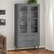 vidaXL vidaXL Szafka z przeszkleniem, szaro, 90x35x175 cm, drewno sosnowe