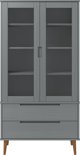 vidaXL vidaXL Szafka z przeszkleniem, szaro, 90x35x175 cm, drewno sosnowe