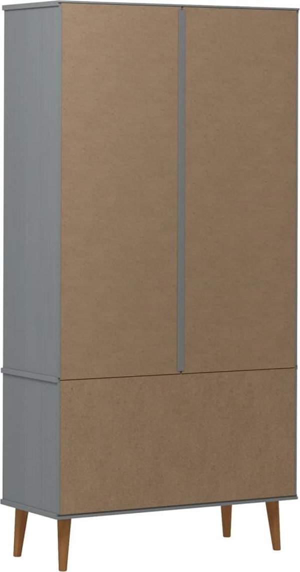 vidaXL vidaXL Szafka z przeszkleniem, szaro, 90x35x175 cm, drewno sosnowe
