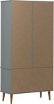 vidaXL vidaXL Szafka z przeszkleniem, szaro, 90x35x175 cm, drewno sosnowe