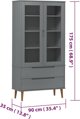 vidaXL vidaXL Szafka z przeszkleniem, szaro, 90x35x175 cm, drewno sosnowe