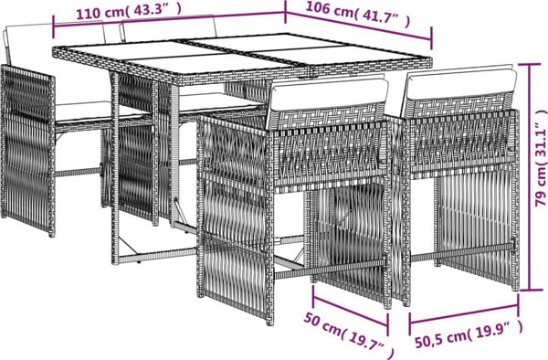 vidaXL Σετ 5 Κομματιών Έπιπλα Κήπου με Μαξιλάρια, Μπεζ Μείγμα