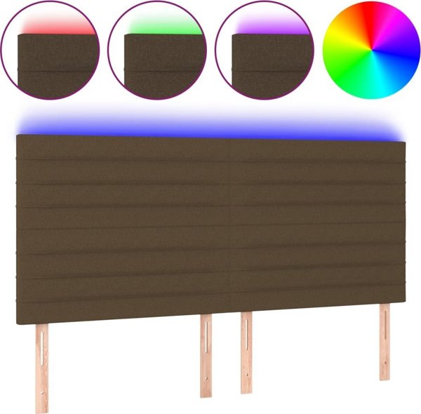 vidaXL Κεφαλάρι κρεβατιού με LED, σκούρο καφέ, 180x5x118/128 εκ, ύφασμα