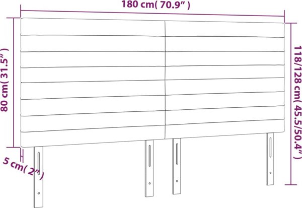 vidaXL Κεφαλάρι κρεβατιού με LED, σκούρο καφέ, 180x5x118/128 εκ, ύφασμα
