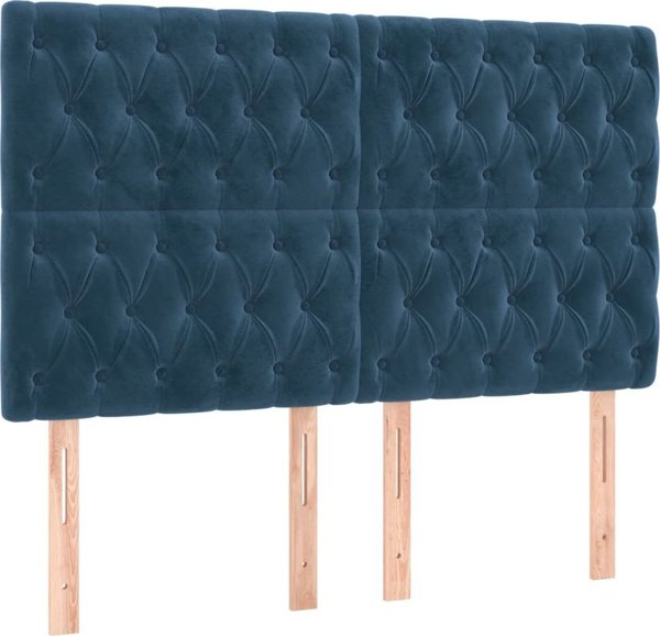 vidaXL Lozko kontynentalne materac i LED niebieski aksamit 160x200cm