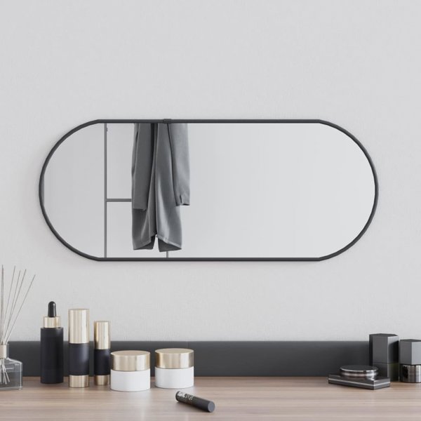 vidaXL Καθρέφτης τοίχου, μαύρος, 60x25 εκ., οβάλ