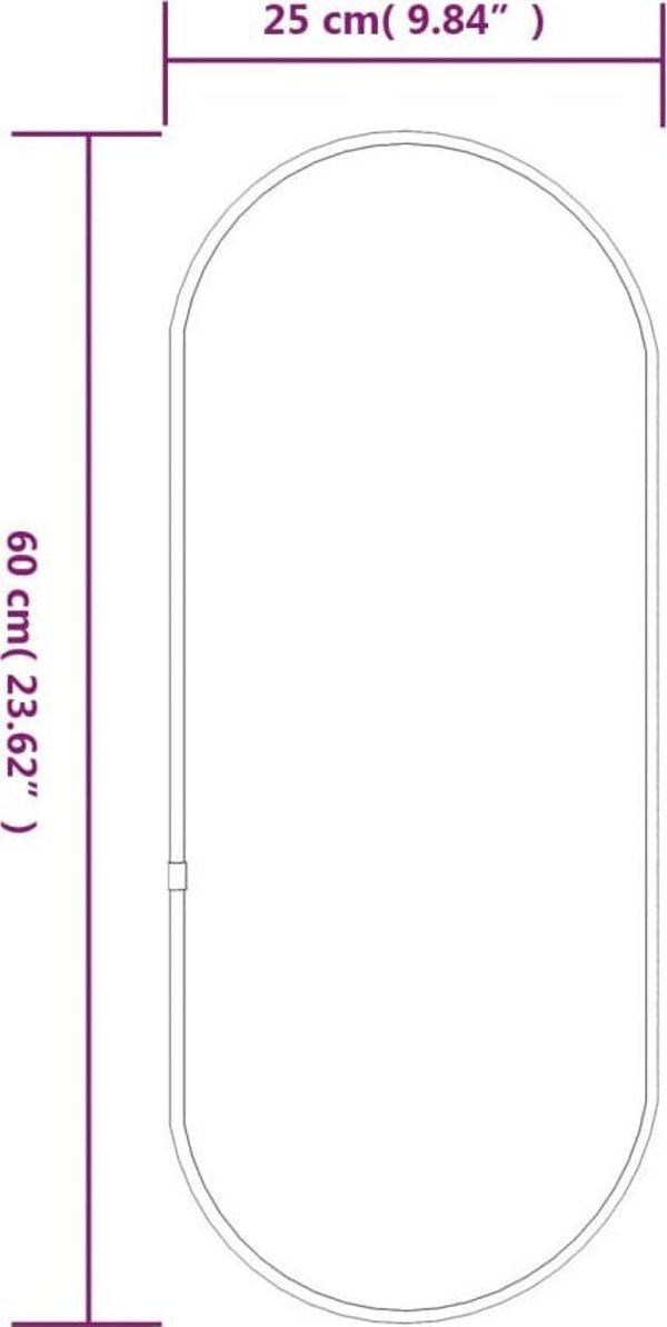 vidaXL Καθρέφτης τοίχου, μαύρος, 60x25 εκ., οβάλ