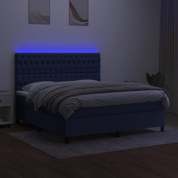 vidaXL Λοξό κρεβάτι με στρώμα, μπλε 180x200 εκ, ύφασμα