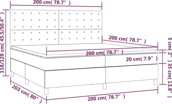 vidaXL Κρεβάτι Continental με Στρώμα, Μπλε, 200 x 200 cm, ύφασμα
