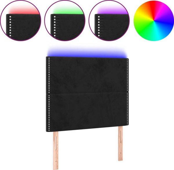 vidaXL Κεφαλάρι Κρεβατιού με LED, μαύρο, 100x5x118/128 cm, βελούδο