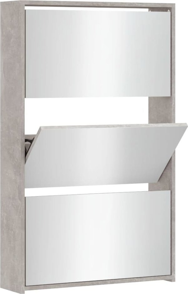 vidaXL vidaXL Szafka na buty, lustro i 3 szuflady, szary beton, 63x17x102,5cm