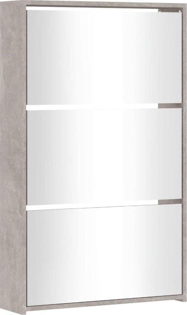 vidaXL vidaXL Szafka na buty, lustro i 3 szuflady, szary beton, 63x17x102,5cm