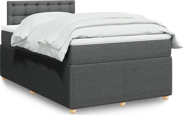vidaXL Κρεβάτι Continental με στρώμα, σκούρο γκρι ύφασμα 120x200 εκ.