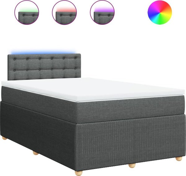 vidaXL Κρεβάτι Continental με στρώμα, σκούρο γκρι ύφασμα 120x200 εκ.