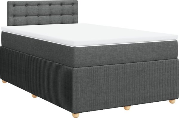 vidaXL Κρεβάτι Continental με στρώμα, σκούρο γκρι ύφασμα 120x200 εκ.