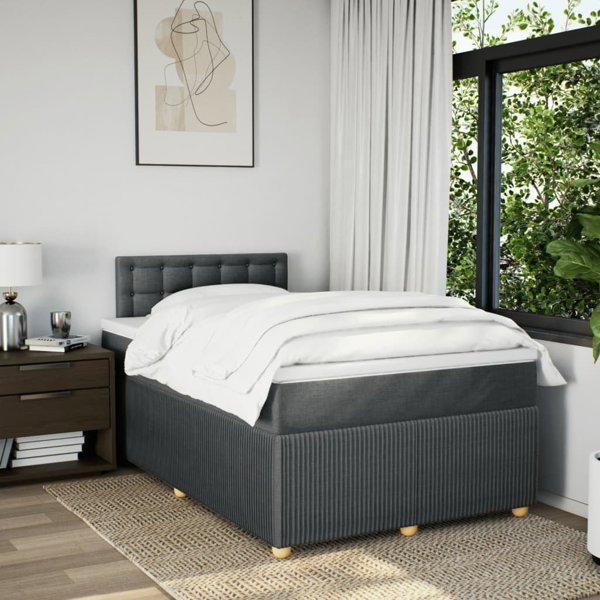vidaXL Κρεβάτι Continental με στρώμα, σκούρο γκρι ύφασμα 120x200 εκ.
